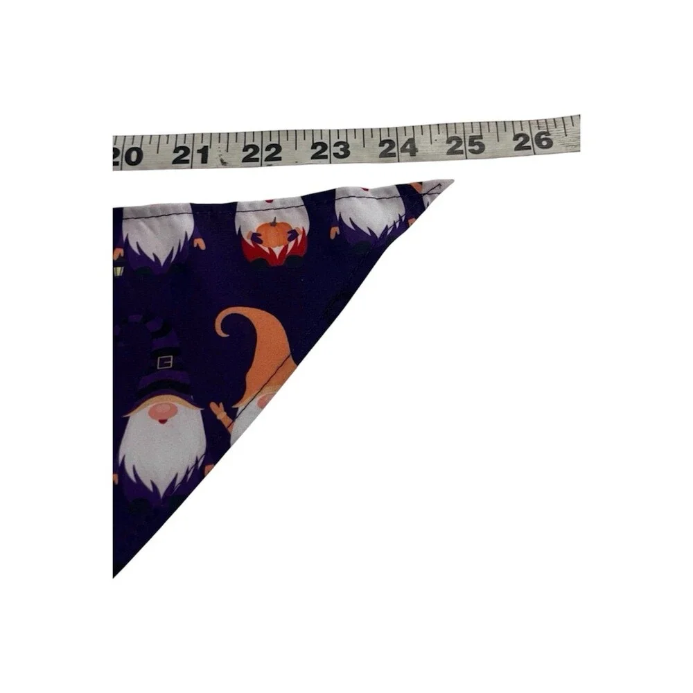 Dog Bandana Purple festive gnomes with witch hats design